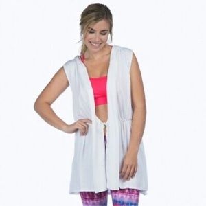 PL Movement Pink Lotus Yoga White Sleeveless Hoodie Vest Sz XS Swim Coverup NWT